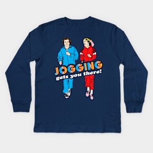 Jogging Gets You There! 70s Kids Long Sleeve T-Shirt